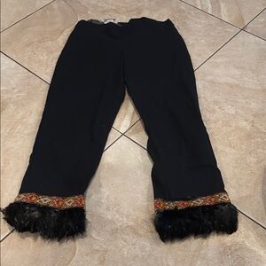 Hourglass Black Ankle Cropped Pants with Embellished Hem